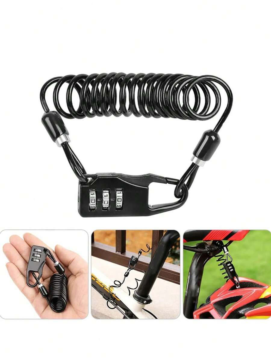Multifunctional Helmet Password Lock Portable Security Cable Lock Anti-Theft Wire Lock For Mountain Bike Bicycle Motorcycle Elec