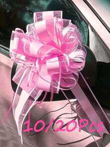 10/20pcs Reusable White/Pink Decorative Lace Bows - Elegant Drawstring Ribbon Flowers, Suitable For Wedding Car, Gift Wrapping, Chair/Stair/Tabletop Decor, DIY Party Favors, Christmas Birthday Anniversary Crafts - Multicolor - View 10