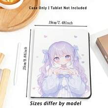 1个带笔槽的翻盖式桌面保护套，可爱卡通女孩图案，兼容荣耀Pad 8/9/10、荣耀GT 11.5英寸/X7/X8A/X8Pro/X9/X9Pro/V9/V8 Pro、MatePad SE 11英寸/MatePad 11英寸/11.5英寸、MatePad Pro、苹果第十代/11 2025（A16）、A9/A9+/A11/S11/S10 FE+，具备自动休眠/唤醒功能，适合作为返校季、情人节、节日礼物。 - 彩色 - 查看 5