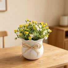 INS Style Artificial Starry Sky Flower Potted Plant, 2 Color Options, Mini Desktop Decor, Bedroom Nightstand Healing Green Plant, Waterless Eternal Flower, Mother's Day & Best Friend Gift - Yellow and White Color Scheme - View 6