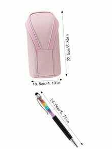 Customizable Text LOGO Personalized Name Large Capacity Vertical Pencil Case, Rainbow & Black Touchscreen Ballpoint Pen, Smartphone & Tablet Capacitive Stylus Pen, Vertical Large Capacity Design, Durable Canvas Material, Multiple Fresh Colors Available, Suitable For Students, College Students, Office Workers, Stationery Lovers, Classroom Learning, Office Desk Storage, Exam Preparation, Back To School Gift - Multicolor - View 9