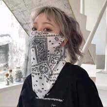 复古黑色佩斯利印花头带/面罩，无缝街头风保暖脖套，透气多功能围巾，百搭头带/脖套，适合Y2K风格穿搭、休闲装、街头风和户外活动。轻盈弹力保暖脖套，适合徒步、骑行、跑步、摩托车骑行等户外活动。 - 彩色 - 查看 3