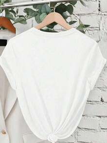 Camiseta Casual de Talla Grande con Estampado de Cóctel de Gin y Vermut Estilo Retro Americano, Adecuada para el ocio diario. - Blanco 7 - Ver 3
