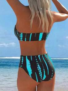 Swim Vcay Conjunto de Bikini Bandeau con Estampado de Cebra para Mujer, 2 Piezas/Set, Verano - Multicolor 3 - Ver 8