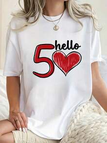 1 Camiseta deportiva casual de mujer, 50 aniversario, estampado con número 1975, cuello redondo, manga corta - Blanco - Ver 2