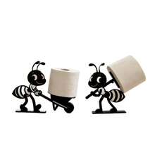 2 chiếc giá đựng giấy vệ sinh bằng nhựa vinyl họa tiết con kiến, trang trí đa năng cho phòng tắm. - màu đen - Xem 6