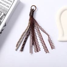 1 pieza Lindo encaje cinta borla bolsa Charm, Y2K hecho a mano ganchillo flecos llavero para decoración de mochila y llaves de coche - Multicolor - Ver 6