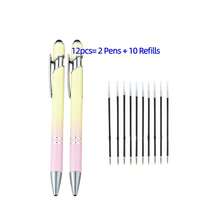 Bộ 12 bút bi rút 2 trong 1 kèm bút cảm ứng, ngòi kim loại, mực đen 1.0mm, thích hợp cho văn phòng và trường học. - Bộ - Xem 4