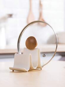 1pc Creative Minimalist Wavy Pot Lid Holder, Plastic Utensil Rack, Countertop Kitchen Storage Rack, Spoon & Chopstick Holder, Kitchen Accessories, Kitchen Utensils, Kitchen Spoon Rest, Kitchen Spoon Rack, Spoon Holder - White - View 1