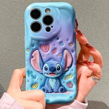 Disney Stitch Phone Case, Official Disney Lilo & Stitch Character Design, Cheerful Stitch With Hearts And Stars On Blue Background Protective Cover. Compatible With IPhone 17, 16, 15, 14, 13, 12, 11 Pro Series, Featuring A Smiling Plush-Style Stitch Surrounded By Cute Hearts And Stars, Perfect For Disney Fans And Stitch Lovers To Showcase Their Favorite Character, Ideal For Birthdays, Holidays, Anniversaries, Graduation Gifts, Or Any Special Occasion To Surprise Family, Friends, Classmates, And Loved Ones. - White - View 5