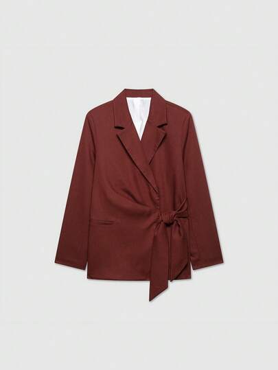 Women's Lapel NeckLong Sleeve Bow Decor Blazer