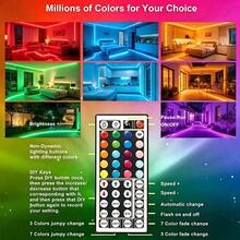 1 pieza Tira de luz LED RGB alimentada por USB con control remoto de 44 teclas, múltiples opciones de color, adecuada para sala de estar, dormitorio, sala de computadora, decoración de escaleras y diversas decoraciones navideñas - Tira de luz RGB 3535 de 44 teclas - Ver 3