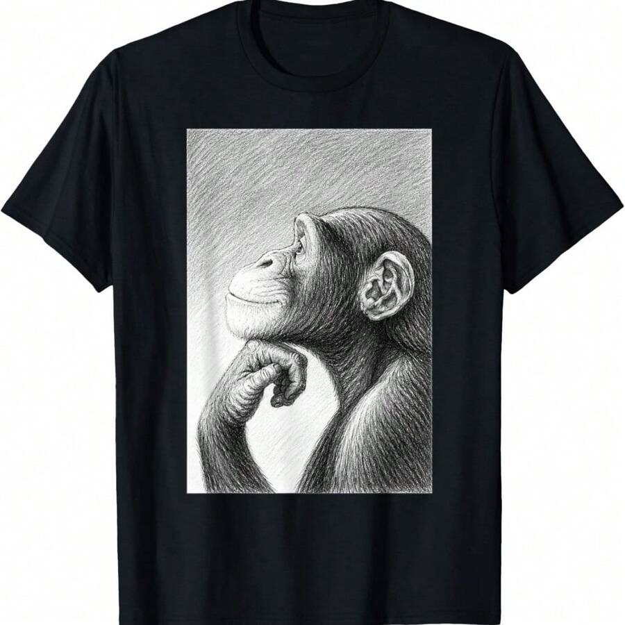 Funny Lion Monkey Meme Brainrot Rage Bait Tee T-Shirt - Black - View 1