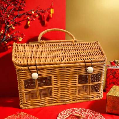 1/2 chiếc giỏ đan trang trí nhà cửa, giỏ đựng đồ đan thủ công lấy cảm hứng từ mây, giỏ xách tay, giỏ Halloween, giỏ trang trí nhà cửa, giỏ ngoài trời, giỏ để kệ, quà Giáng sinh, trang trí phòng, đồ dùng Giáng sinh