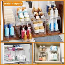 1/2pc Acrylic Pull-Out Kitchen Storage Rack, Smooth Surface, Multi-Functional Spice Organizer, Suitable For Home And Restaurant Sink Cabinets And Drawers. - Multicolor - View 8