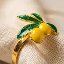 6pcs Yellow Lemon Napkin Rings, Wholesale Banquet Table Napkin Rings - Gold - View 5