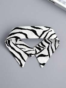 DA FEN QI MI MA 1pc Black & White Striped Detachable Decorative Shirt Collar, Versatile Fashion Collar Accessory - Zebra Stripes - View 8