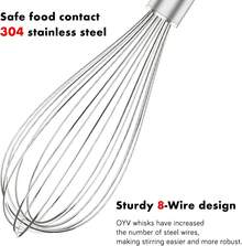 Stainless Steel Whisk Set 8"  Kitchen Whisk Balloon Whisk Kitchen Wisk Wire Whisks For Cooking, Whisking, Blending, Beating, Stirring-3 Pack - 查看 4