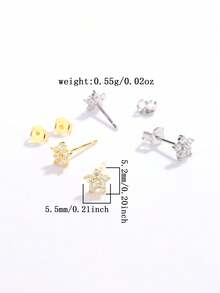 Bông tai bạc 925 đính đá Zirconia hình hoa mai tinh tế dành cho nữ. - Màu vàng - Xem 4
