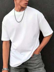 Camiseta Blanca Básica Oversized Vintage, Estilo Y2K Minimalista Clean Fit, Top Liso De Algodón Transpirable Para Verano, Ideal Para Personalizar, Uso Diario Y Capas, Artículo Viral De Moda Con Tejido Suave Y Elástico - Blanco - Ver 6