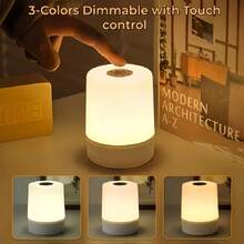 Touch Bedside Lamp, Dimmable Desk Lamp, 3-Color Warm White LED Light, USB Plug-In/Rechargeable, Portable Touch Night Light, Mini Night Light, Valentine's Day Gift, Suitable For Bedroom, Living Room And Office Desk Decoration - Multicolor - View 6