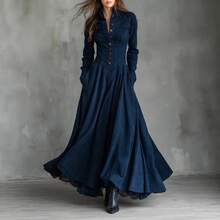 Women Maxi Dresses - Navy Blue - View 4