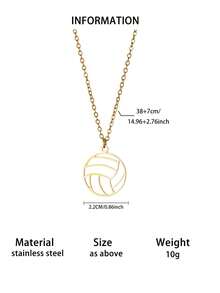 1 chiếc dây chuyền mặt dây rỗng lấy cảm hứng từ thể thao, mạ vàng 18K bằng thép không gỉ, hình quả bóng rổ, bóng đá, bóng chày, bóng chuyền, bóng bầu dục, phụ kiện, quà tặng cho người đam mê thể thao. - Vàng - Xem 14