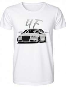 Summer 2026 New Product A6 4F Avant T-Shirt | Casual Short-Sleeved Crew Neck T-Shirt, Breathable, Car Enthusiast Clothing For Spring And Autumn, Regular Fit For Men, Crew Neck, For All Seasons. Loose And Comfortable For Summer. - White - View 1