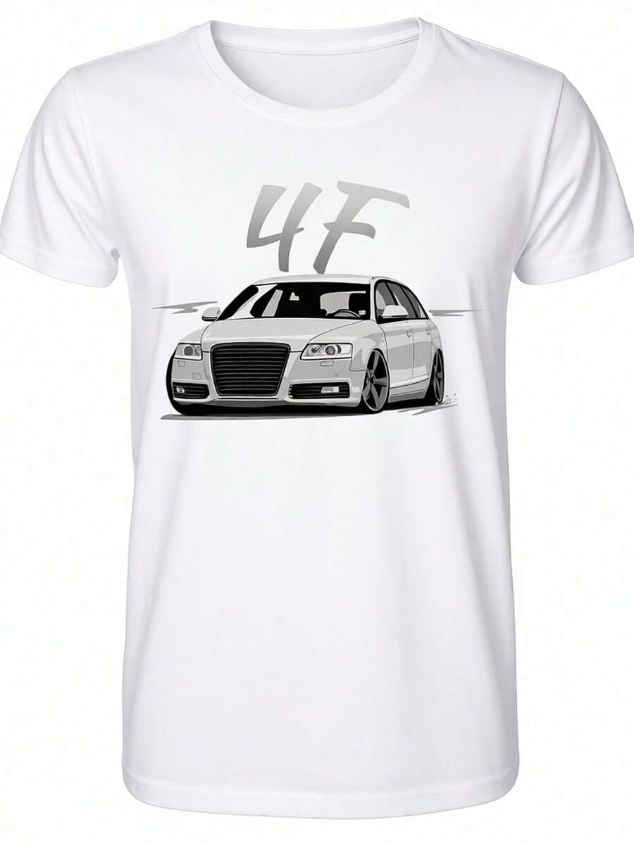 Summer 2026 New Product A6 4F Avant T-Shirt | Casual Short-Sleeved Crew Neck T-Shirt, Breathable, Car Enthusiast Clothing For Spring And Autumn, Regular Fit For Men, Crew Neck, For All Seasons. Loose And Comfortable For Summer. - White - View 1