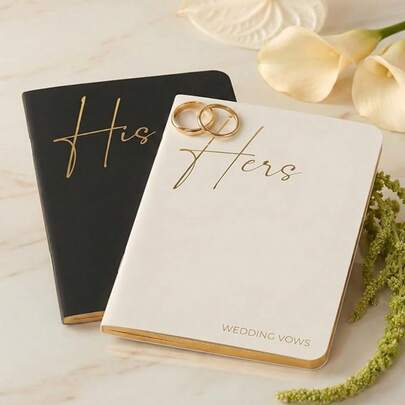 Elegant Wedding Vow Book With Foil Stamped Text, Adds Luster To Your Wedding Ceremony. This Vow Book Comes In Perfect Size For Both Men And Women, With Ample Pages For You To Write Your Heartfelt Vows.