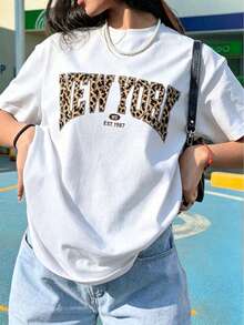 Retro Cartoon Character Graphic Tee, Vintage Nostalgia Letter Print T-Shirt, Casual 90s Streetwear Aesthetic Short Sleeve,  Throwback Vibe Top - 白色 - 查看 1