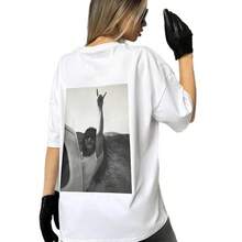 Nueva moda de verano: camiseta casual versátil de algodón de manga corta y corte holgado con estampado vintage para mujer. - Blanco - Ver 6