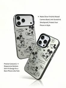 迪士尼米奇手机壳，防摔防滑，送给朋友的礼物，适用于iPhone 17/17Air/17Pro/17ProMax/11/12/13/14/15/16Pro/16ProMax/14Plus/15Plus/16Plus/15Pro/16ProMax/XR - 黑色 - 查看 5