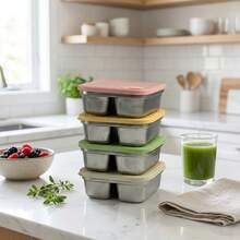 304 Stainless Steel Food Container, Stackable Refrigerator Sealed Fresh-Keeping Box, Fruit And Vegetable Meat Storage Box With Lid, Large Capacity Food Preservation Box, Suitable For Kitchen Food Storage And Organization - Multicolor - View 9