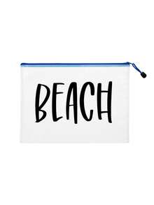 多色防水時尚網格海灘包，印有「Beach」字樣的化妝包，海灘主題。適用於乾濕物品，大容量透明化妝包，尼龍拉鍊盥洗包，輕巧，適合春夏收納，完美適用於游泳、海灘、潛水和夏季度假旅行，也適合學生返校。這款輕巧防曬收納包適合送給朋友、家人、好朋友、同學的禮物。生日、節日、派對、婚禮（伴娘）、母親節、教師節的完美禮物和紀念品 - 彩色 - 查看 17