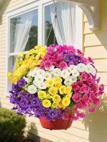 4/12 mazzi di fiori artificiali resistenti allo sbiadimento in plastica, piante finte decorative per vasi sospesi, interni ed esterni, giardino, portico, davanzale, casa, matrimonio, stile rustico, decorazione da esterno, decorazione da giardinaggio - Multicolore - Visualizzare 7