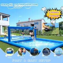 33 Ft(L) Inflatable Water Volleyball Pool, Commercial 0.6mm PVC, With 800W Pump (Inflate/Deflate), Easy Setup Backyard Swimming Pool For Summer, Outdoor Activities Or Parties, 33 X 16.5 X 7 Ft - Blue - View 12