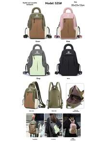 Unisex Lightweight Minimalist Backpack, Portable Large Capacity Student Bookbag For Outdoor, Casual Travel,Y2k - Multicolor - View 7