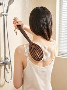 2pcs/Set, 1 Exfoliating Brush + 1 Hook, With Soft And Hard Bristles, Double-Sided Long Handle Bath Brush, Back Scrubbing Brush, Bath Or Dry Body Exfoliation, Soft Bristle Exfoliating Brush, Bristle Brush, Exfoliating Brush - Multicolor - View 2