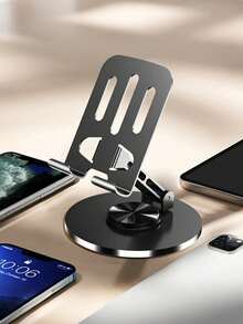 1pc Metal Phone/Tablet Universal Stand, 360° Rotatable Base, Sturdy Iron Structure, Non-Slip Stable Base Compatible With All Phones & Tablets, Adjustable Angle, Suitable For Office Desk, Home, Dorm, Streaming, Online Classes, Durable & Space-Saving, Great Gift For Students, Office Workers, Christmas, Thanksgiving, Birthday - B - View 5