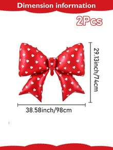 6pcs 38inch Red Bow Foil Balloon Set - White Heart Polka Dot Pattern, Perfect For Cherry Theme, Strawberry Theme, Birthday Party Decor, Princess/Queen Theme Party, Wedding Entrance Decor, Bachelorette Party, Valentine's Day, Bridal Wedding Decoration - Red - View 10