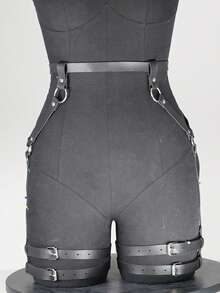 1pc Plus Size Women PU Leather Waist Belt Fashion Jacket - Black - View 4
