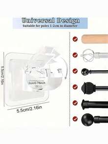2/4pcs No-Drill Self-Adhesive Curtain Rod Bracket Set, [Hooks Only, Not Included] Multi-Functional Hooks, Suitable For Stylish Home , Practical Hooks, Adjustable Wall Hooks, Suitable For Bedrooms, Living Rooms, Kitchens, Bathrooms - White - View 6