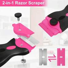 SOKANY Multifunctional Scraper Set, Adhesive Remover, Glass Scraper, Car Tint Tool. Includes 1 Pink Double-Head Scraper + 10 Metal + 10 Plastic Blades. For Floors, Glass, Kitchen, Grout, Home Decor, Outdoor Signs. A Cleaning Essential For Home & Pros. - Pink - View 6