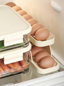 1 pieza Dispensador automático de huevos - Gran capacidad, caja de almacenamiento de plástico resistente al agua, adecuado para la puerta lateral del refrigerador y la organización de la cocina - Multicolor - Ver 7