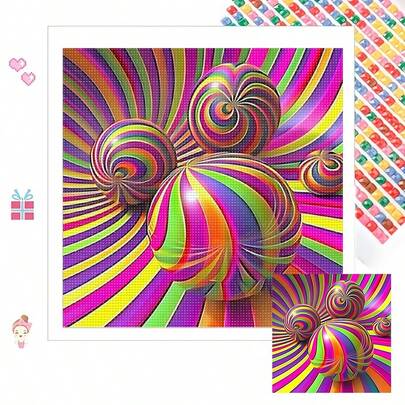 1 pieza Nuevo mosaico de pintura de diamante acrílico 5D redondo, con el tema de esferas espirales de colores, incrustación de diamantes hecha a mano, adecuado para la decoración de paredes del hogar. Un regalo pensativo para transmitir sentimientos, ideal para regalar a la novia, padres, amigos en días festivos, iluminando espacios con toques artísticos, conservando el calor del corazón. Sin marco
