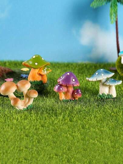 Mini artesanías de hongos, hongos de jardín de hadas en miniatura, decoración de hongos de resina pequeños, figura miniatura de hongos realistas, artesanías de paisaje de bonsái en microescala