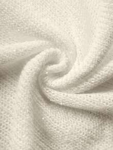GLAMMY Summer Swimsuit Cover-Up, Women's Cute Pure White Knit Top With Asymmetric Hem Design, Fine Shiny Yarn Knit Fabric, Lightweight And Breathable Slightly Loose Fit, Suitable For Various Body Types, Beach Holiday Casual Top - Apricot - View 7