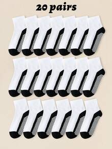 20/8/3 Pairs Classic Black White Gray Contrast Dot Non-Slip Children's Socks, Breathable Toddler Casual Crew Socks For Boys & Girls, Suitable For Spring Summer Autumn, Indoor/Outdoor Wear - Multicolor - View 15