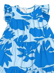Casual Dress With Floral Print And Ruffled Hem For Spring/Summer Holidays - 鵝黃色 - 查看 6
